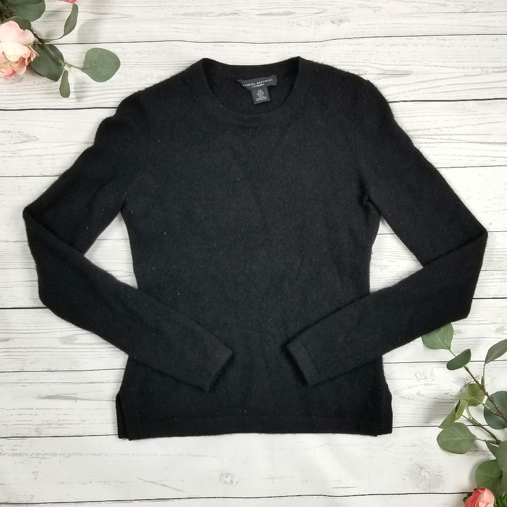Banana Republic 100% Cashmere Black Sweater Sz Xs